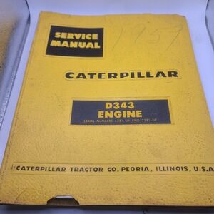 CAT Caterpillar Manual D343 Diesel Engine Service Repair 62B1 33B-1‎ 8 Up